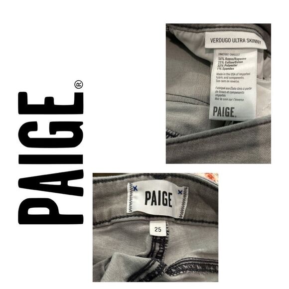 PAIGE Women’s Verdugo Ultra Skinny Light Gray Jeans - Size 25 - Picture 4 of 4